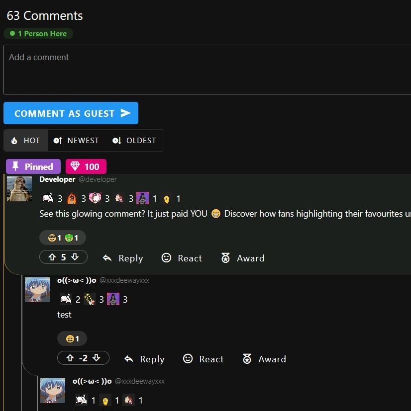 CrossTalk Comments embedded on a website with paid comments and awards